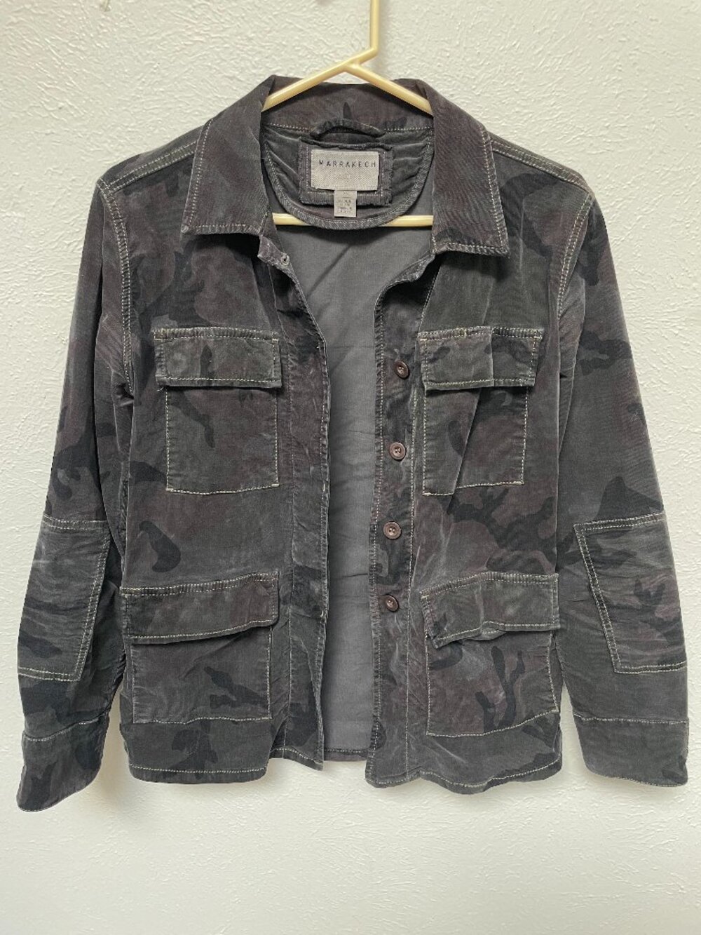 Like New Anthropologie Marrakech Black Camo Utility Shirt Jacket XS